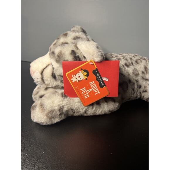 FAO Schwarz Snow Leopard Plush Pillow Flat 20” Stuffed Animal Toy NWT New - Picture 2 of 7